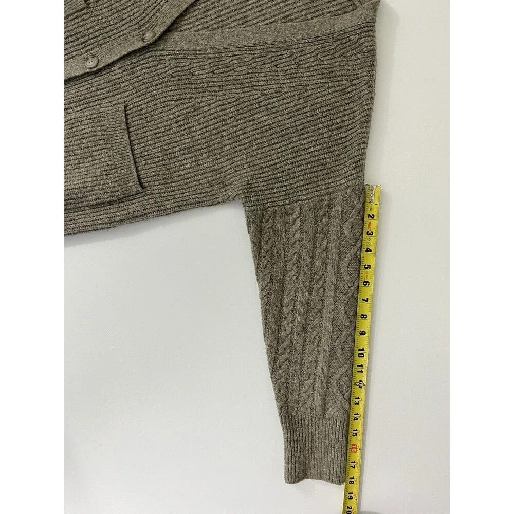 Abercrombie Fitch Cardigan Sweater Women’s M Brown Knit Cable Light Academia - Picture 5 of 9